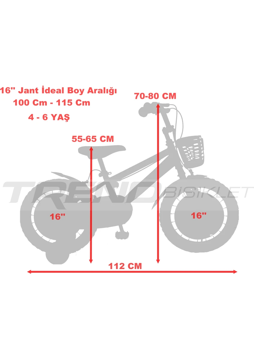 Trendbike Vento 16 Jant Bisiklet 3-6 Yaş Erkek Çocuk Bisikleti